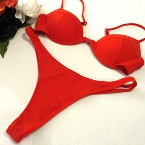 💕💕BIKINISHE VERY SEXY RED BRIZILLIAN 2PC BIKINI SWIMWEAR – SIZE L – NWT💕💕